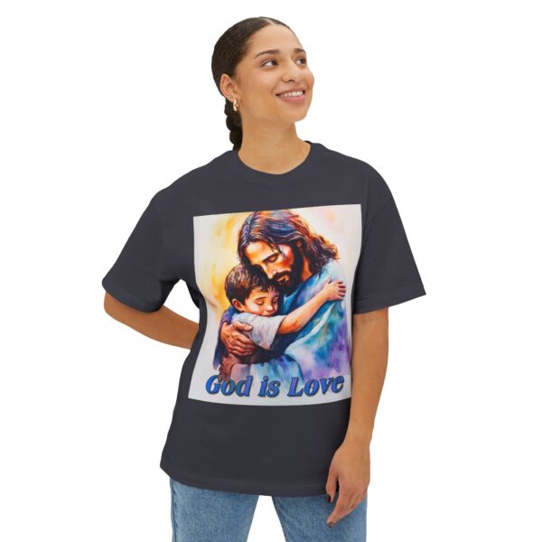 Our "God is Love" series with Jesus hugging a small boy! Christian Unisex Tee, Oversized T-Shirt, Inspirational Shirt, Faith Apparel - Image 23