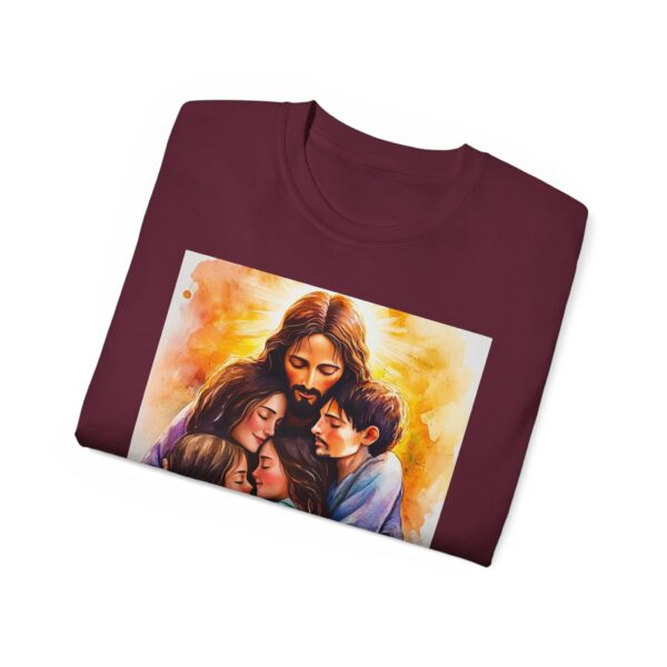 Our "God is Love" series with Jesus hugging a SMALL FAMILY Inspirational Christian Unisex Cotton T-Shirt, Faith Spiritual Apparel, Love Gift - Image 17