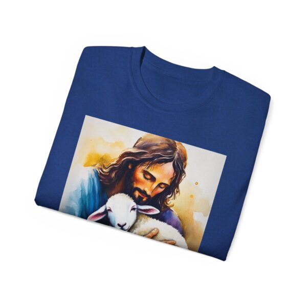 Our "God is Love" series with Jesus hugging a BABY LAMB, Inspirational Christian Unisex Cotton T-Shirt, Faith Spiritual Apparel, Love Gift - Image 40