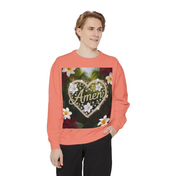 Our Unisex Inspirational Sweatshirt with our "Amen" 'Diamond Ring Heart' design! Philippians 4:8 Comfort, Jumper, Gift Faith Gospel Apparel - Image 7