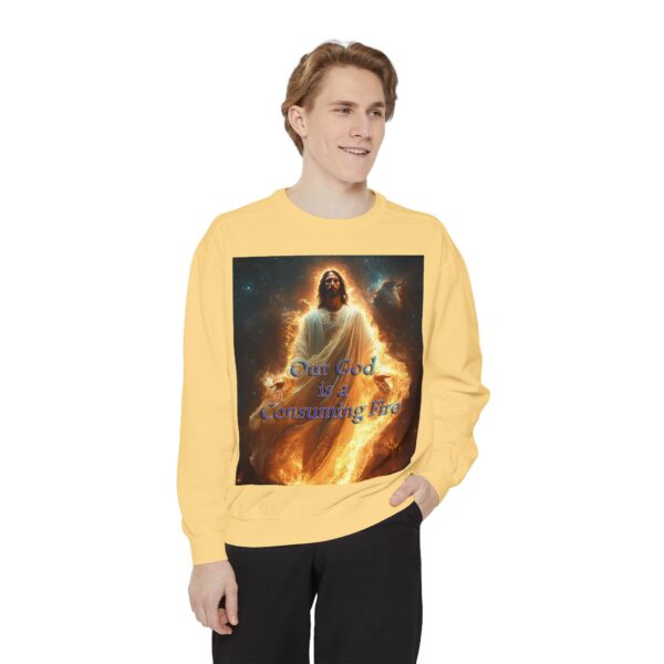 Sweatshirt Unisex Inspirational-Our Majestic "Our God is a Consuming Fire" Design - Faith Apparel, Unisex Top, Religious Gift, Comfort Wear, Church Event Style