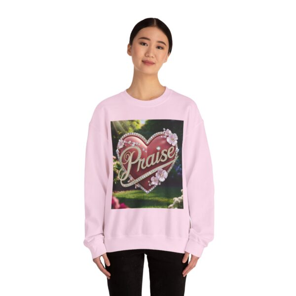 Crewneck Sweatshirt-with our "Praise" 'Solid Red heart' design. Vintage Inspired Faith Apparel, Gospel Fashion Unisex Heavy - Image 21