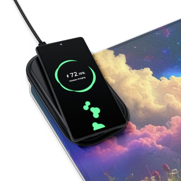 LED + wireless Charging Mouse Pad, Desk Mat, "Beth at Rest" Design, Tech Gift, Home Office Essentials Inspirational - Image 8