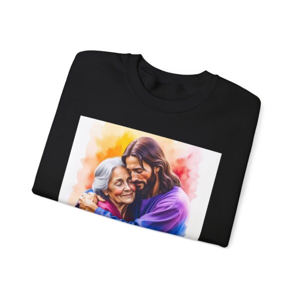 Crewneck Sweatshirt with our "God is Love" series with Jesus hugging Grandmother! Inspirational Biblical, Vintage Inspired, Gift - Image 12
