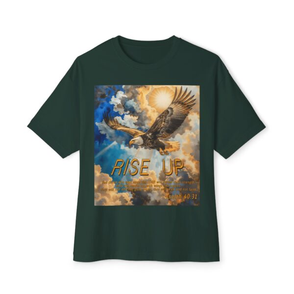 Our "Rise Up" 'soaring eagle' Inspirational Christian Unisex Oversized Boxy Tee with Isaiah 40:31. Gospel Apparel, Spiritual T-shirt, Gift for Christians - Image 25
