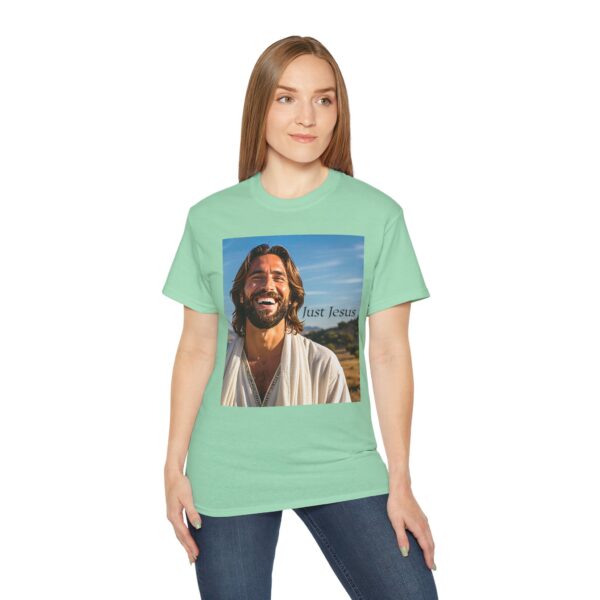Our inspirational "Just Jesus" Design!! on a Christian Unisex Cotton T-Shirt, Faith Spiritual Apparel, Love Gift - Image 14