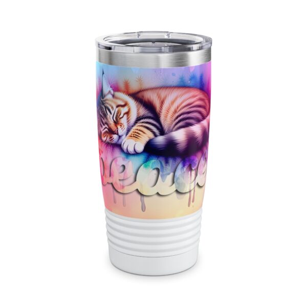 Our inspirational "Peace" 'Colorful sleeping cat' Design Tumbler | 20oz Inspirational Travel Mug, Motivational Drinkware, Perfect for Gifting
