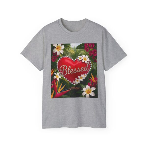 Our inspirational "Blessed" 'Solid Red Heart' Design! on a Christian Unisex Cotton T-Shirt, Faith Spiritual Apparel, Love Gift - Image 9