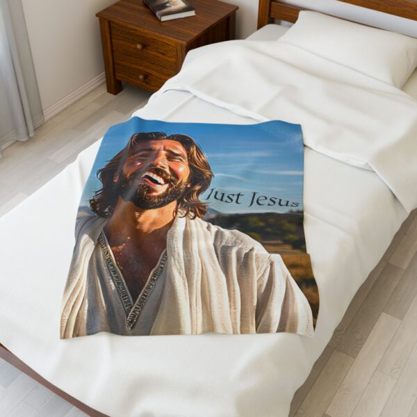 Our "Just Jesus" Design Inspirational Velveteen Plush Throw Blanket. A Cozy Gift for Anniversary, Wedding Faith Home Decor Bedding - Image 11