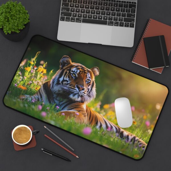 Inspirational Desk Mat 'Bengal Tiger at Rest' Mouse Pad, Office Decor Desk Accessory, Gaming Pad, Computer Mat, Non-Slip, Natural Beauty - Image 6