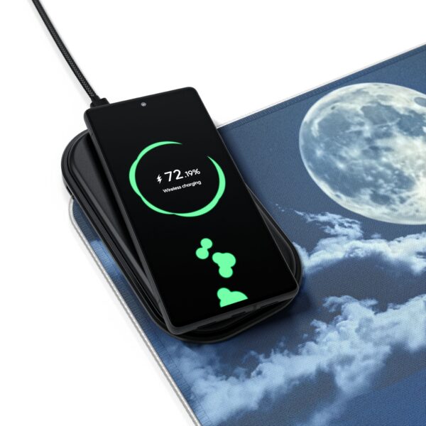 LED + Wireless Charger Gaming Mouse Pad with 'Wolf Moon' Design, Gaming Desk Accessory Tech Gift Home Office Gamer Essentials - Image 9