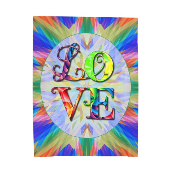 Our "Love" 'kaleidoscope' Inspirational Velveteen Plush Throw Blanket A Cozy Gift for Anniversary, Wedding Faith Home Decor Bedding - Image 2