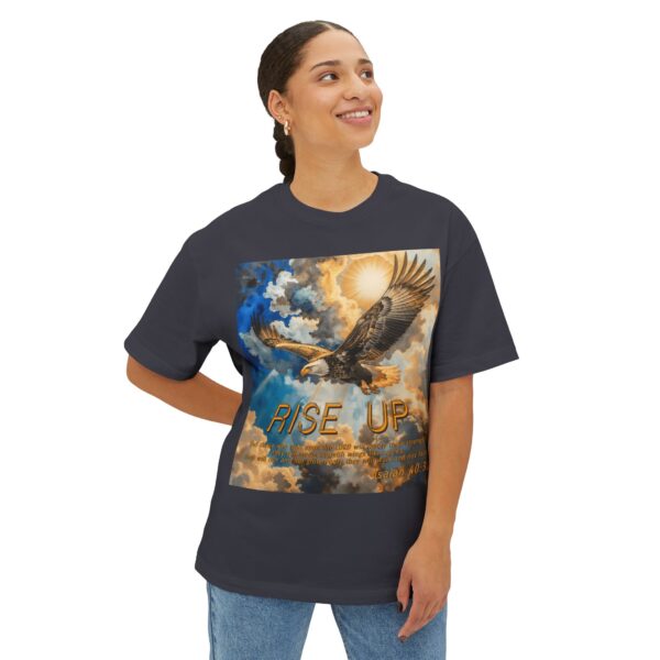 Our "Rise Up" 'soaring eagle' Inspirational Christian Unisex Oversized Boxy Tee with Isaiah 40:31. Gospel Apparel, Spiritual T-shirt, Gift for Christians - Image 23