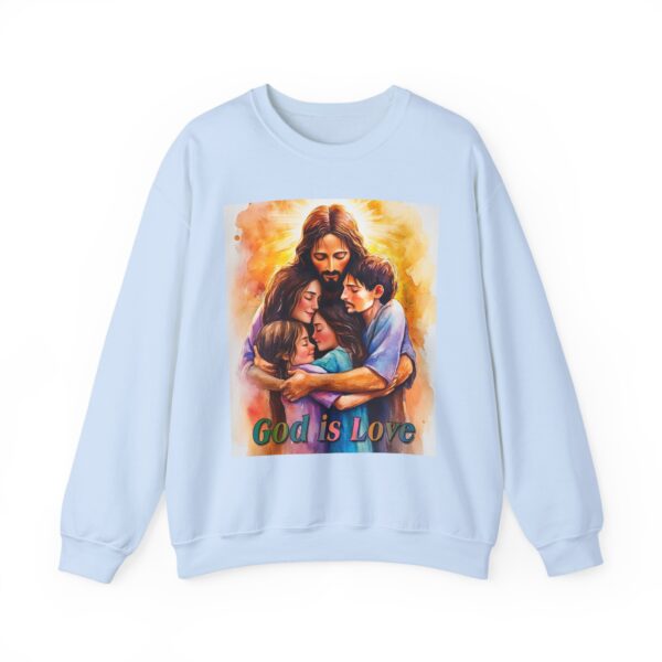 Crewneck Sweatshirt-with our "God is Love" series with Jesus hugging a young family! Inspirational Biblical Vintage Inspired Gift - Image 11