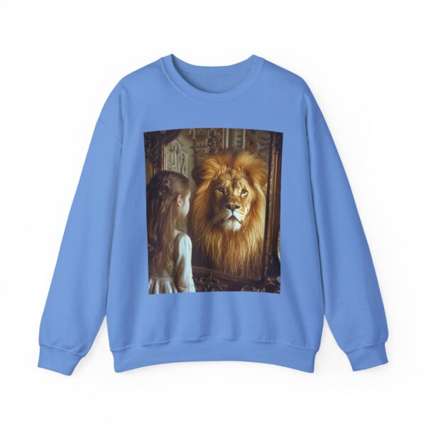 Crewneck Sweatshirt with our 'Lion in the Mirror' Inspirational design! Inspirational Biblical, Vintage, Lion of Judah and Aslan-Inspired Gift - Image 17
