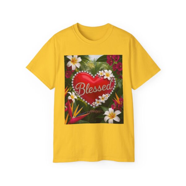 Our inspirational "Blessed" 'Solid Red Heart' Design! on a Christian Unisex Cotton T-Shirt, Faith Spiritual Apparel, Love Gift - Image 13
