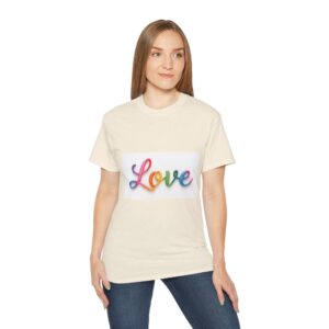 Our inspirational "Love" Design!! on a Christian Unisex Cotton T-Shirt, Faith Spiritual Apparel, Love Gift