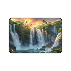 Inspirational Desk Mat 'Philippine Waterfall' - Mouse Pad, Office Decor Desk Accessory, Gaming Pad, Computer Mat, Non-Slip