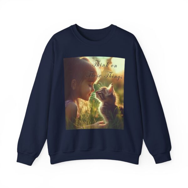 Crewneck Sweatshirt-with our 'Kitten Kisses' "Think on these things" Inspirational Vintage Christian Faith Apparel Gospel Sweatshirt Unisx Heavy - Image 22
