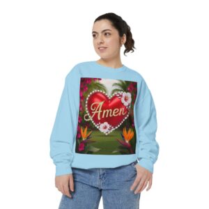 Sweatshirt Unisex Inspirational-With our beautiful "Amen" 'Solid Red Heart'- Faith Apparel, Unisex Top, Religious Gift, Comfort Wear, Church Event Style