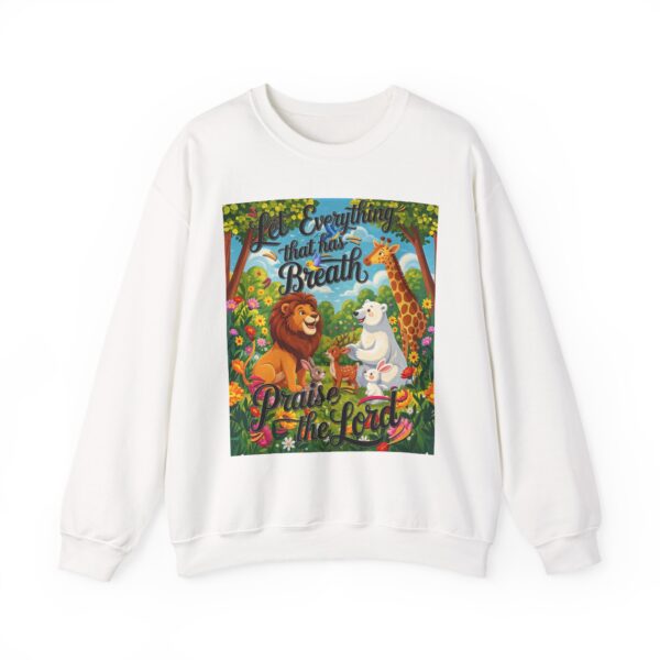 Crewneck Sweatshirt with our inspirational "Let Everything that has Breath Praise the Lord!" Design! Vintage Inspired Faith Apparel, Gospel Fashion Unisex Heavy - Image 6
