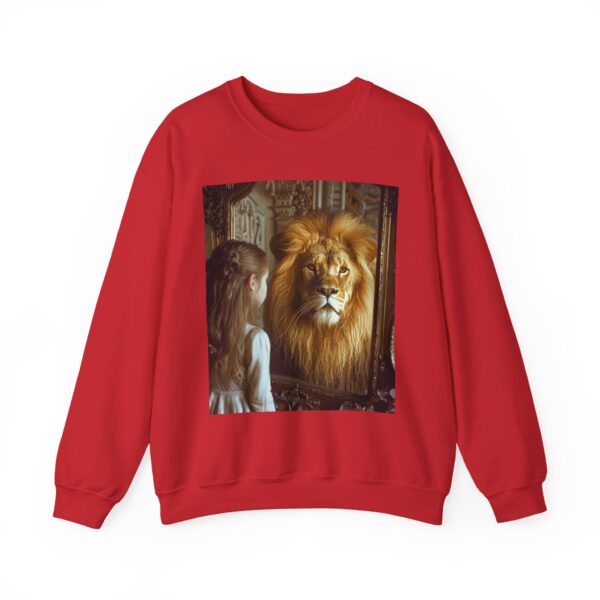 Crewneck Sweatshirt with our 'Lion in the Mirror' Inspirational design! Inspirational Biblical, Vintage, Lion of Judah and Aslan-Inspired Gift - Image 25