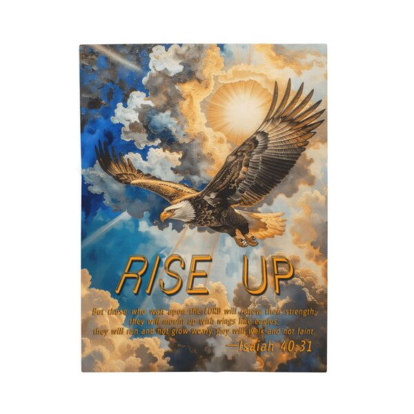 Our beautiful "Rise Up" soaring eagle 'as on wings like eagles' from Isaiah 40:31 Inspirational Velveteen Plush Throw Blanket A Cozy Gift for Anniversary, Wedding Faith Home Decor Bedding - Image 9