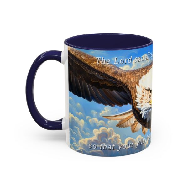 Our inspirational 'Soaring Eagle' and Psalm 103:5 'your youth is renewed like the eagles' design Ceramic Accent Coffee Mug Design is Perfect for Wedding Gifts, Inspirational Decor - Image 7