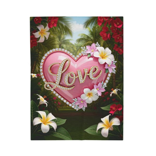 Our inspirational "Love" 'Solid Pink Heart' Design Velveteen Plush Throw Blanket Design! A Cozy Gift for Anniversary, Wedding Faith Home Decor Bedding - Image 9