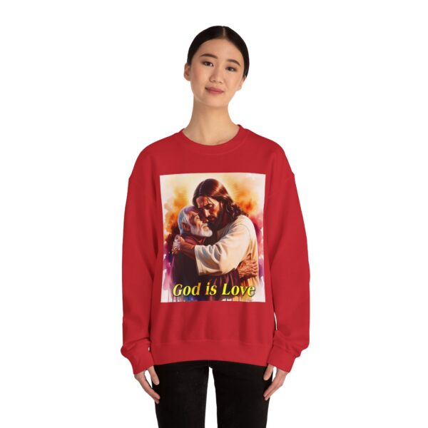 Crewneck Sweatshirt with our "God is Love" series with Jesus hugging papa! Inspirational Biblical Vintage Inspired Gift - Image 24