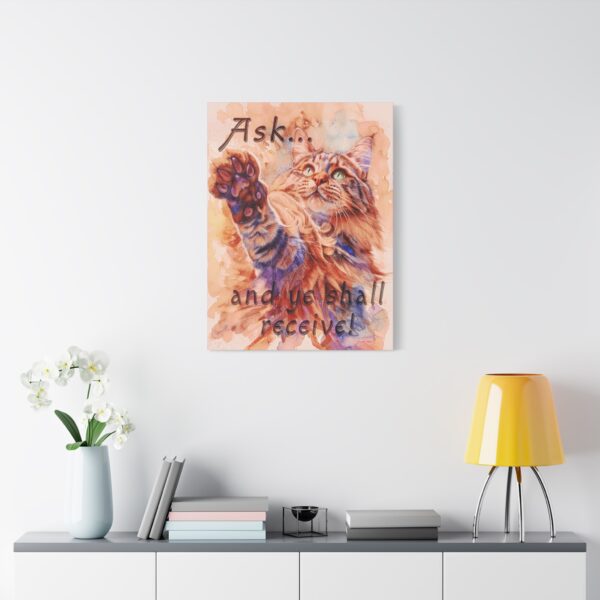 Inspirational Wall Art Canvas, "Ask ...and ye shall receive" Maine Coon Cat asking for a treat! Christian Home Decor, Uplifting Religious Gift, Faith-Based Artwork - Image 14