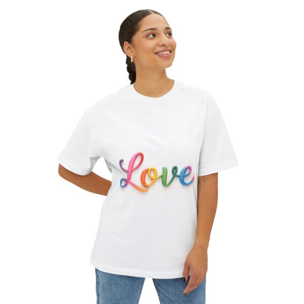 Our "Love" design on a Unisex Tee, Inspirational Oversized Box Tshirt, Religious Graphic Top, Travel Bible Verse Apparel - Image 3