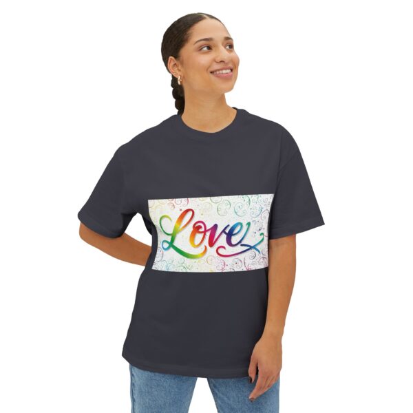 Our  "Love" 'spirals' design on a Unisex Tee, Inspirational Oversized Box Tshirt, Religious Graphic Top, Travel Bible Verse Apparel - Image 12