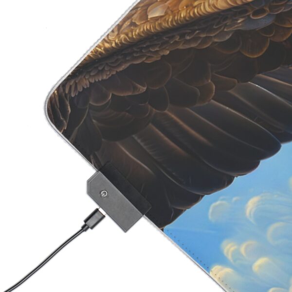 RGB LED Gaming Mouse Pad Desk Mat with our inspirational 'Soaring Eagle' and Psalm 103:5 'your youth is renewed like the eagles' design. Gamer Home Office Decor, LED Backlit - Image 12