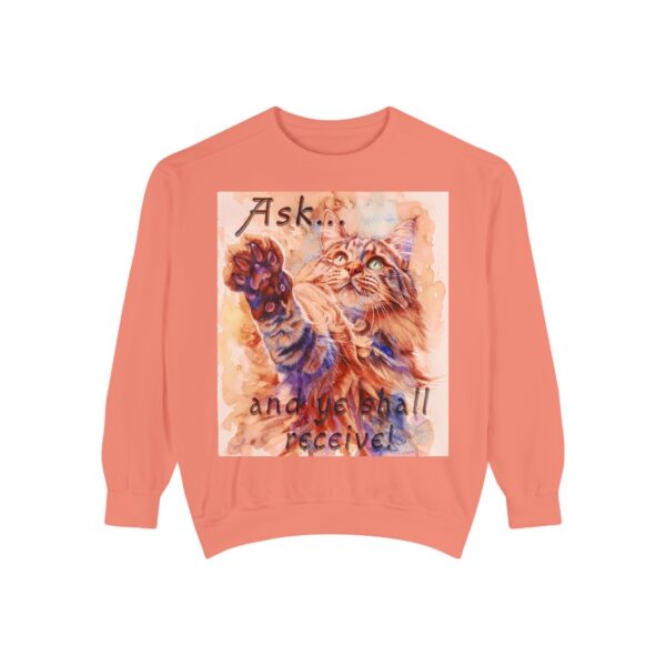 Sweatshirt Unisex Inspirational-With our "Ask ...and ye shall receive" Matt 7:7 featuring a Maine Coon Cat asking for a Treat! Jumper, Pullover - Image 5