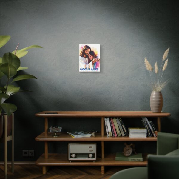 Inspirational Wall Art Canvas, "God is Love" Jesus hugging a young lady! Christian Home Decor, Uplifting Religious Gift, Faith-Based Artwork - Image 6