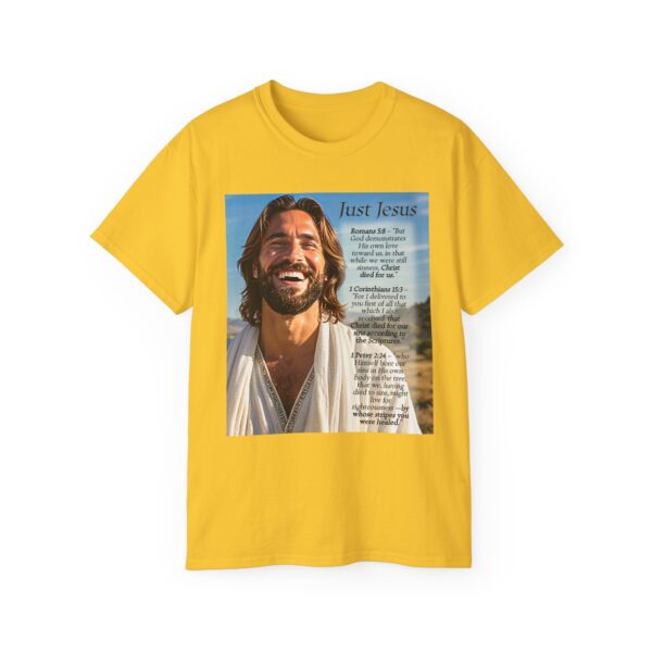 Our inspirational "Just Jesus" and Verses on Salvation Design on a Christian Unisex Cotton T-Shirt, Faith Spiritual Apparel, Love Gift - Image 11