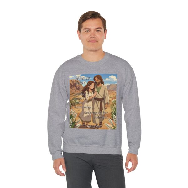 Crewneck Sweatshirt-with our inspirational 'Who is this?' from Song of Solomon 8:5 with an ANIME style design! Vintage Inspired Faith Apparel, Gospel Fashion Unisex Heavy - Image 10