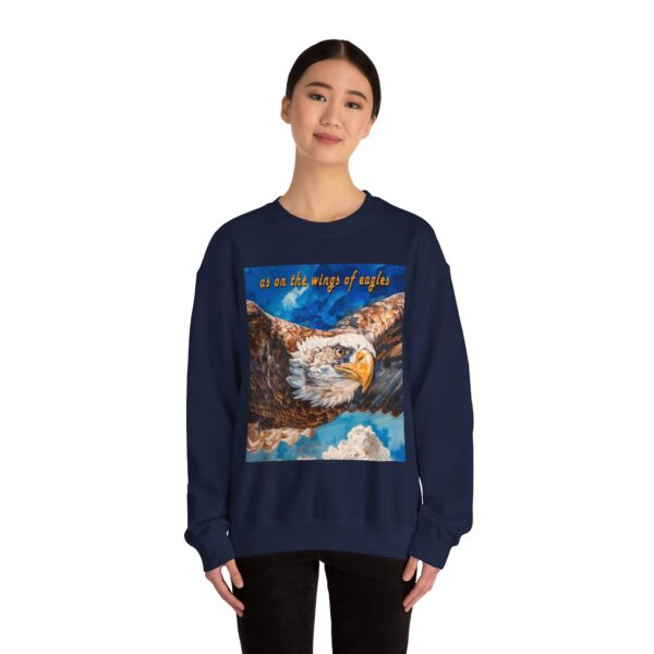 Crewneck Sweatshirt-with our "as on the wings of eagles" design with a majestic eagle in flight! Vintage Inspired Faith Apparel, Gospel Fashion Unisex Heavy Isaiah 40:31 - Image 18