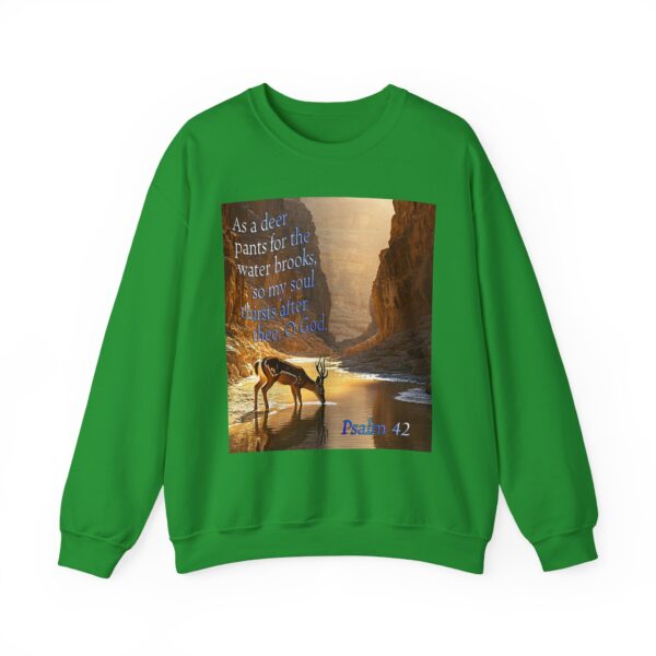 Crewneck Sweatshirt-with our inspirational Psalm 42 'As a Deer Pants' design! Vintage Inspired Faith Apparel, Gospel Fashion Unisex Heavy - Image 13