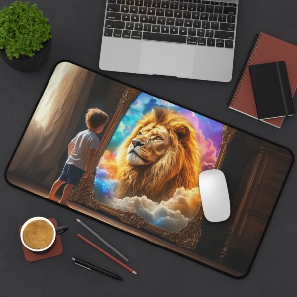 Inspirational Desk Mat 'Benji's Reflection' Biblical Fantasy. Mouse Pad, Office Decor Desk Accessory, Gaming Pad, Computer Mat, Non-Slip - Image 6
