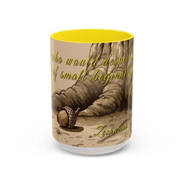 Our inspirational  'Day of Small Beginnings' from Zech 4:10 Ceramic Accent Coffee Mug Design is Perfect for Wedding Gifts, Inspirational Decor - Image 61