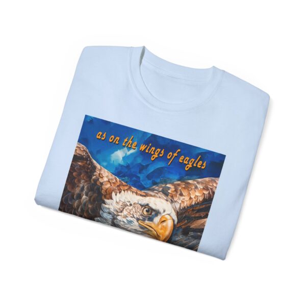 Our "as on the wings of eagles" Cotton T-Shirt with a majestic eagle in flight. Vintage Christian Faith Apparel Unisex Cotton T-Shirt, Thoughtful Quote from Isaiah 40:31! - Image 41