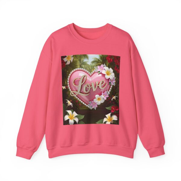 Crewneck Sweatshirt-with our inspirational "Love" 'Solid Pink Heart' Design!! Vintage Inspired Faith Apparel, Gospel Fashion Unisex Heavy - Image 2