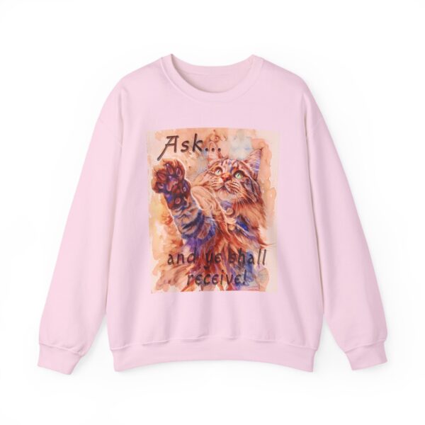 Crewneck Sweatshirt-with our "Ask ...and ye shall receive" Matt 7:7 featuring a Maine Coon Cat asking for a treat! Vintage Inspired Faith Apparel, Gospel Fashion Unisex Heavy - Image 19