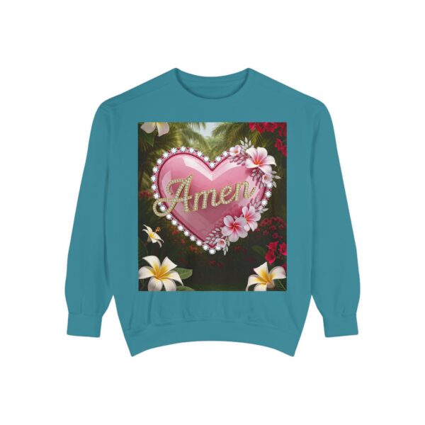 Sweatshirt Unisex Inspirational-With Our "Amen" 'Solid Pink Heart' Christian Apparel Faith-Based Gospel Comfort Philippians 4:8 Gift Jumper - Image 14