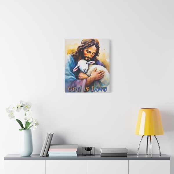 Inspirational Wall Art Canvas, "God is Love" Jesus hugging a Lamb Print, Christian Home Decor, Uplifting Religious Gift, Faith-Based Artwork - Image 11