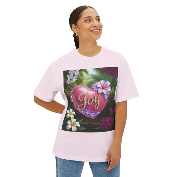 Our Inspirational "Joy" 'Solid Pink Heart' Design! Boxy T-Shirt Christian Faith Apparel Unisex Cotton Tee, Oversized Boxy Top T-shirt - Image 2