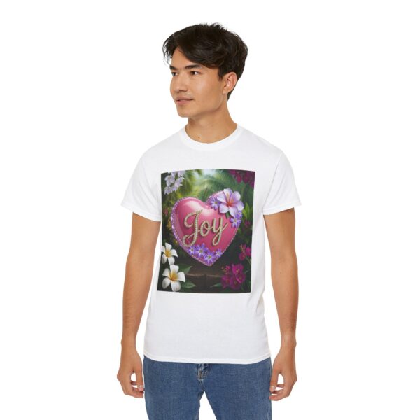 Our inspirational "Joy" 'Solid Pink Heart' Design! on a Christian Unisex Cotton T-Shirt, Faith Spiritual Apparel, Love Gift - Image 8