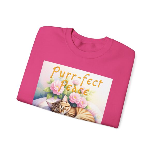 Crewneck Sweatshirt with our "Purr-fect Peace" with a cat in blissful sleep design featuring the verse Isaiah 26:3! Inspirational Biblical, Vintage Inspired, Gift - Image 44